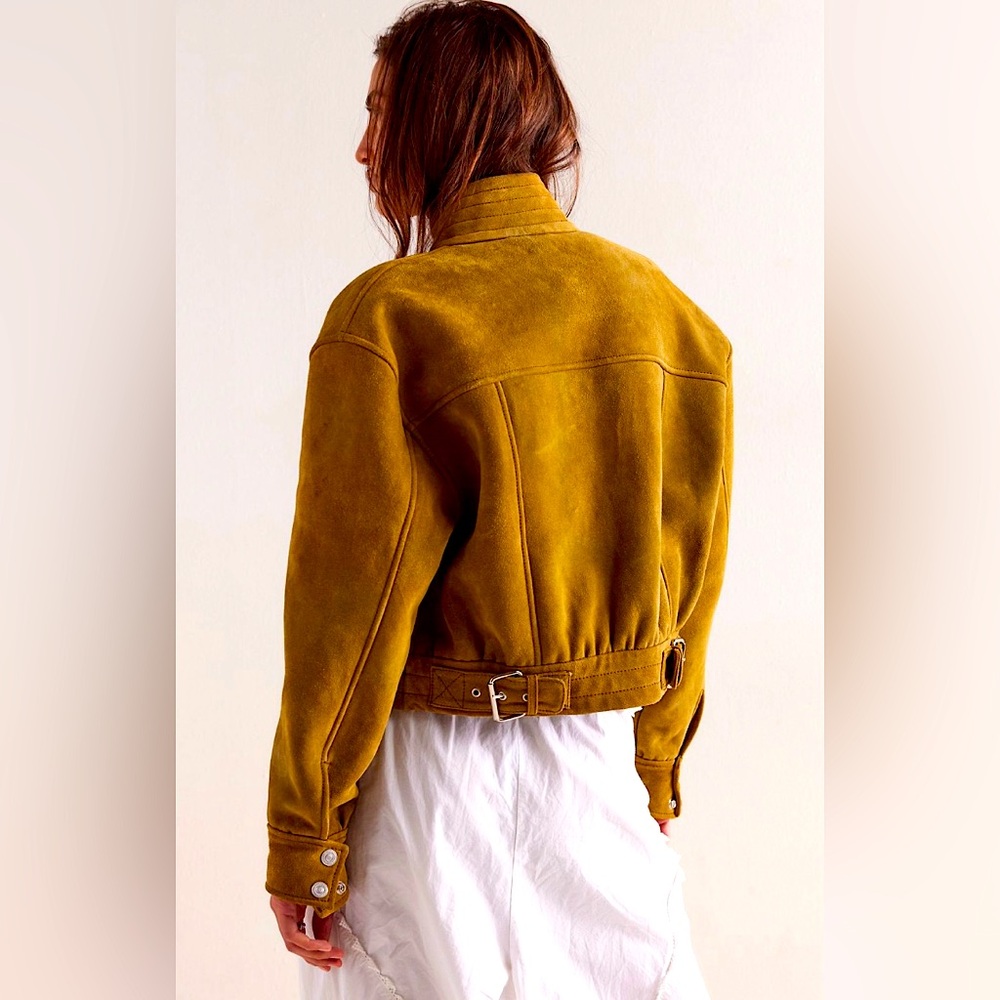 Free People We The Free Wes Suede Bomber Jacket NWT - Picture 13 of 15